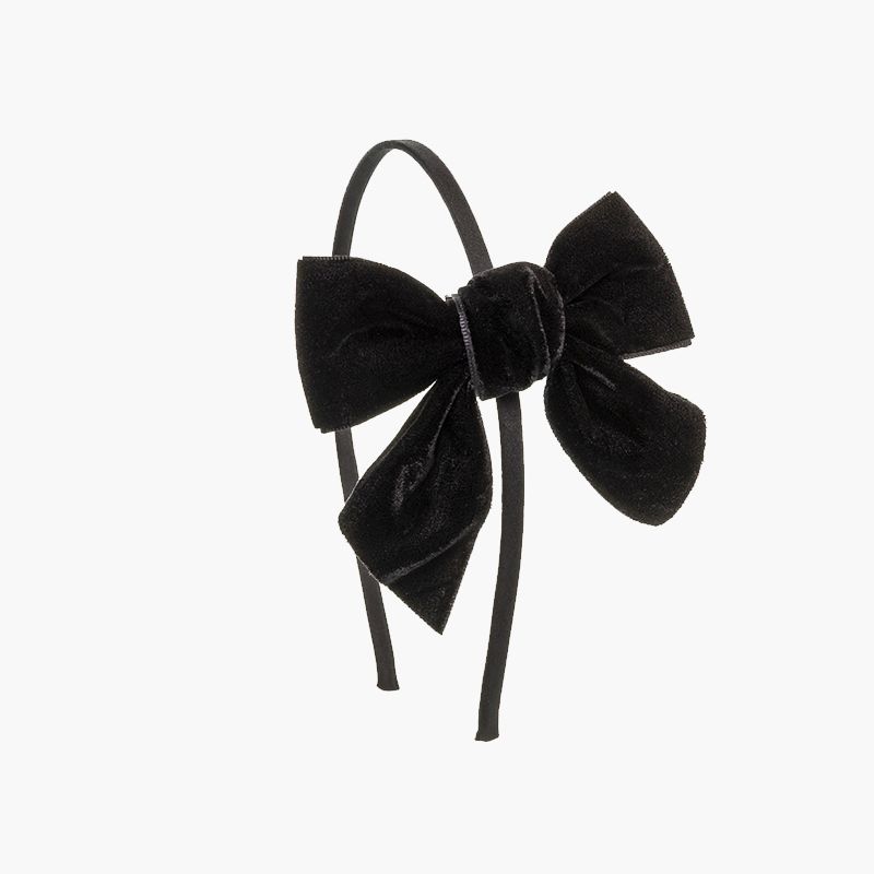 Satin headband with velvet bow
