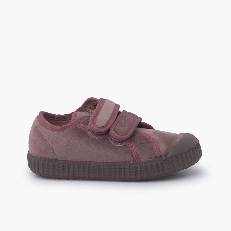 Velvet trainers double hook and loop fastener