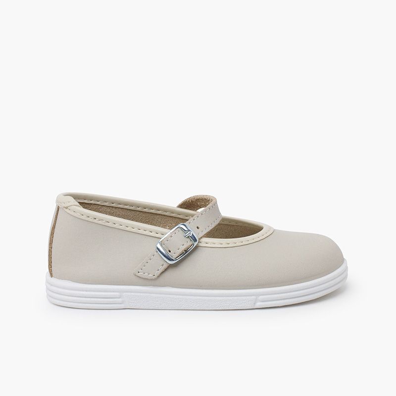 Washable leather buckle Mary Janes