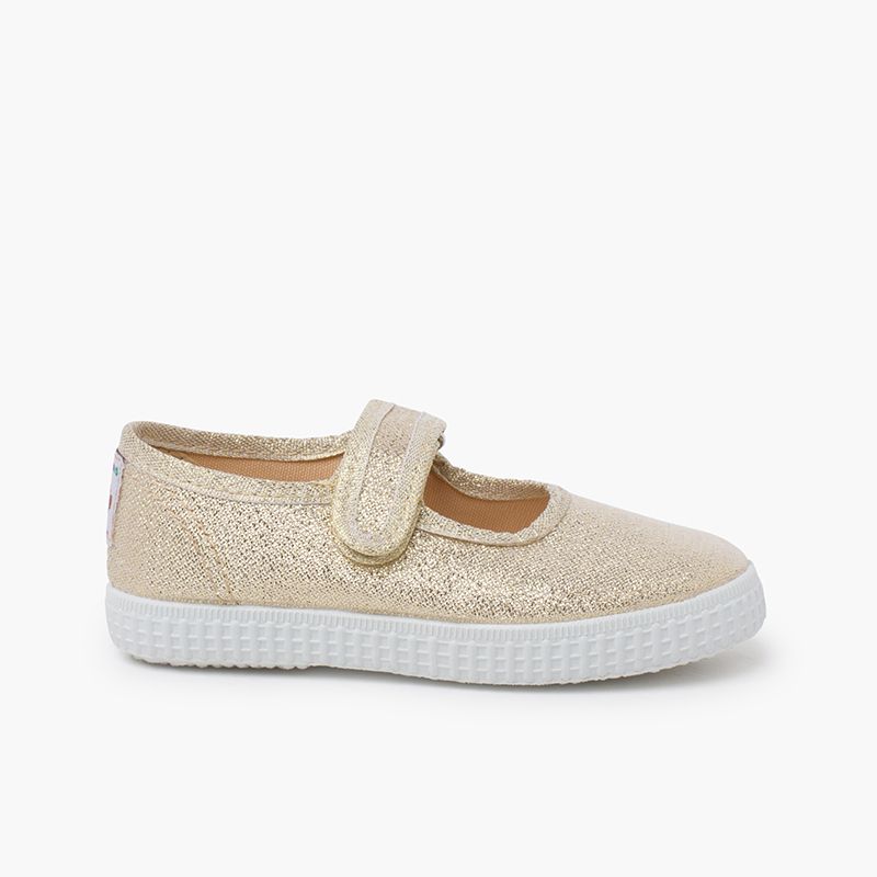 Glitter Mary Janes adhesive strap