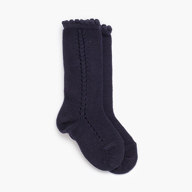 Lateral openwork perlé socks