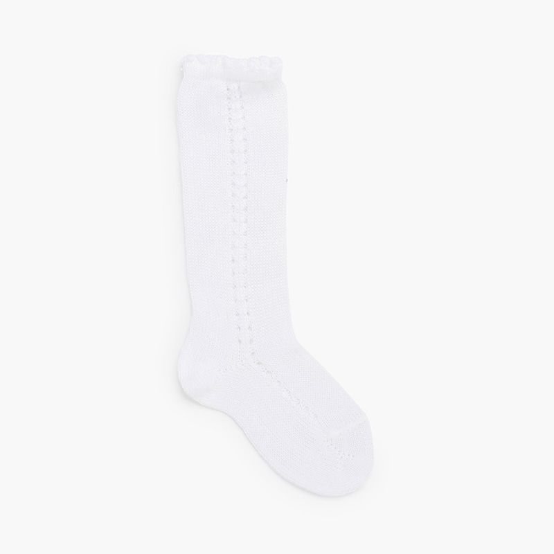 Lateral openwork perlé socks