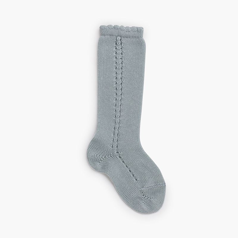 Lateral openwork perlé socks
