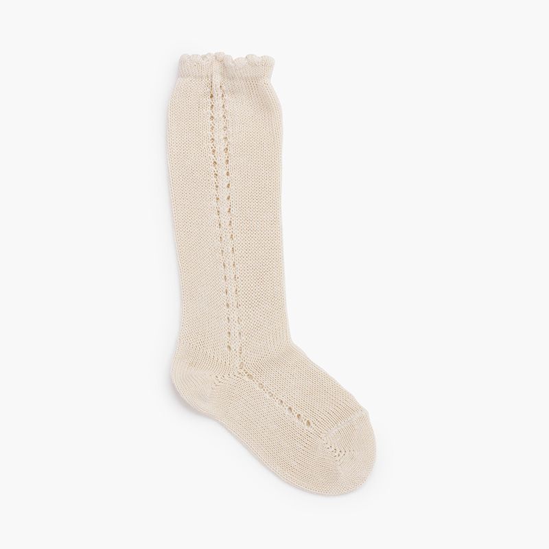 Lateral openwork perlé socks