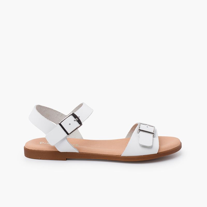 Wide buckle instep sandals