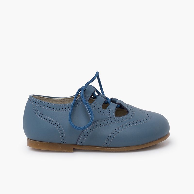Leather lace-up oxford shoes caramel sole