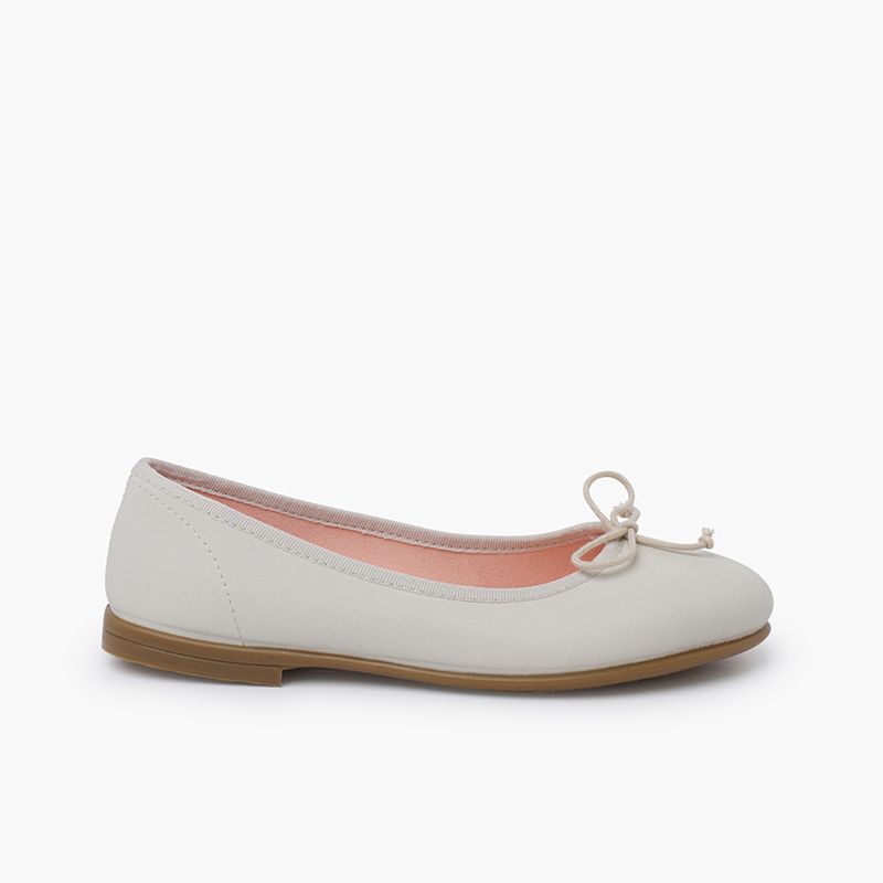 Soft leather ballet pumps little bow