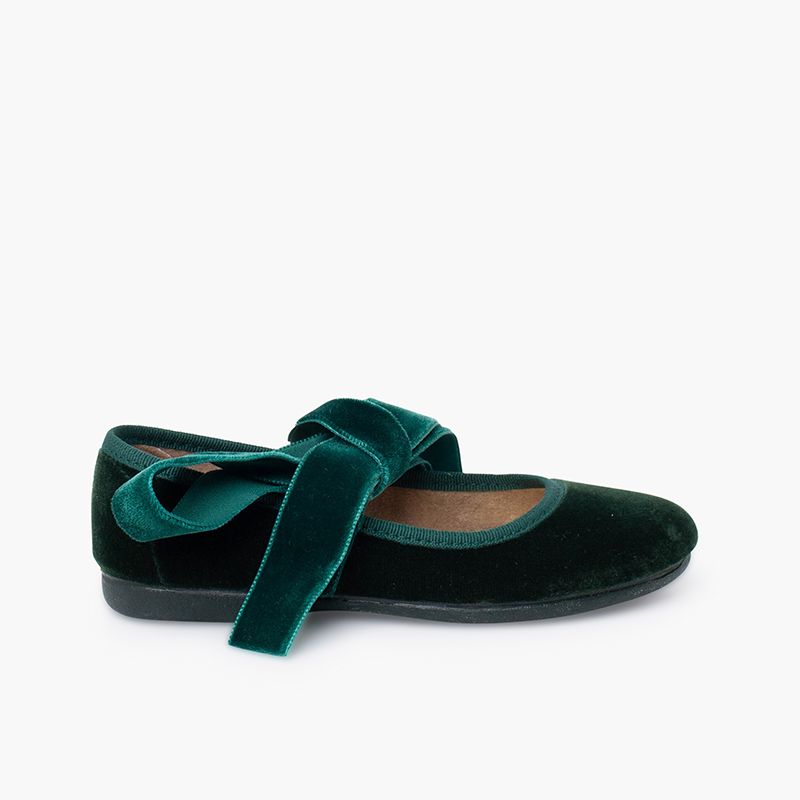 Velvet bow Mary Janes