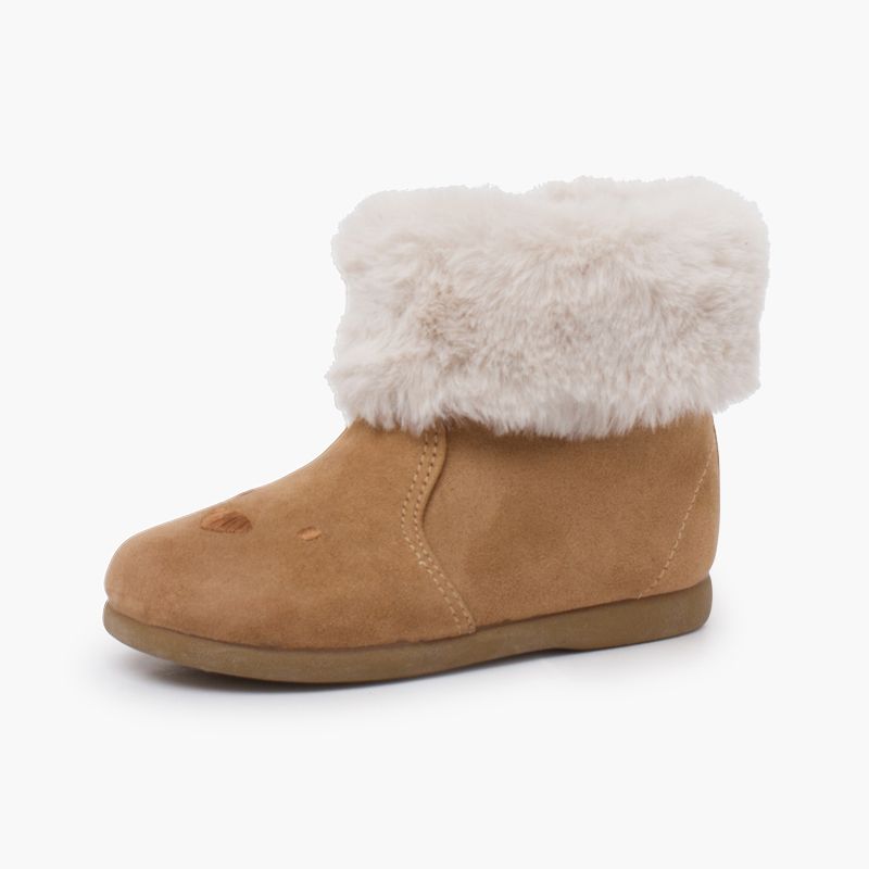 Teddy bear boots furry collar