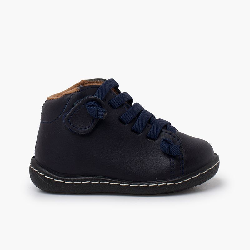 Washable leather children's Boots elastic laces