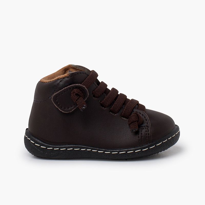 Washable leather children's Boots elastic laces