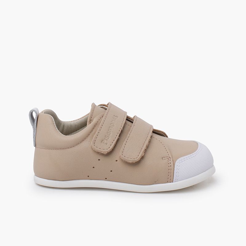Soft trainers leather double hook-and-loop fastener