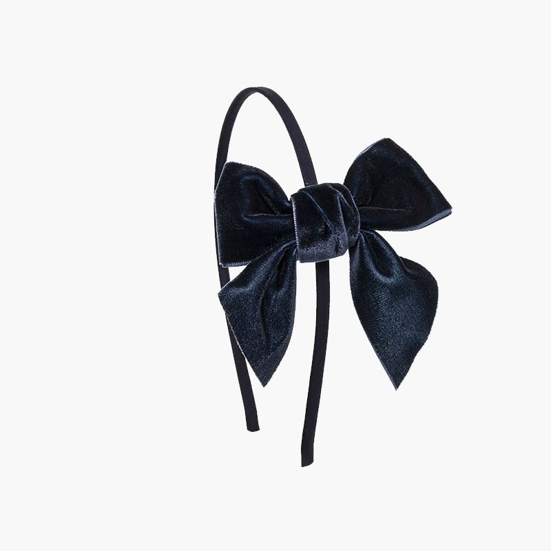 Satin headband with velvet bow