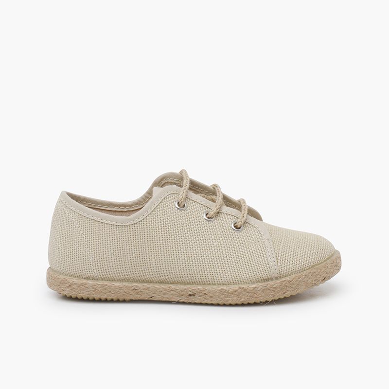 Linen blucher for boys with jute laces