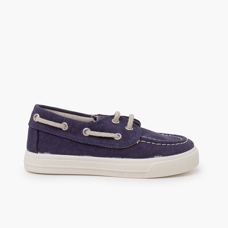 Summer boat shoes for boys in organic canvas