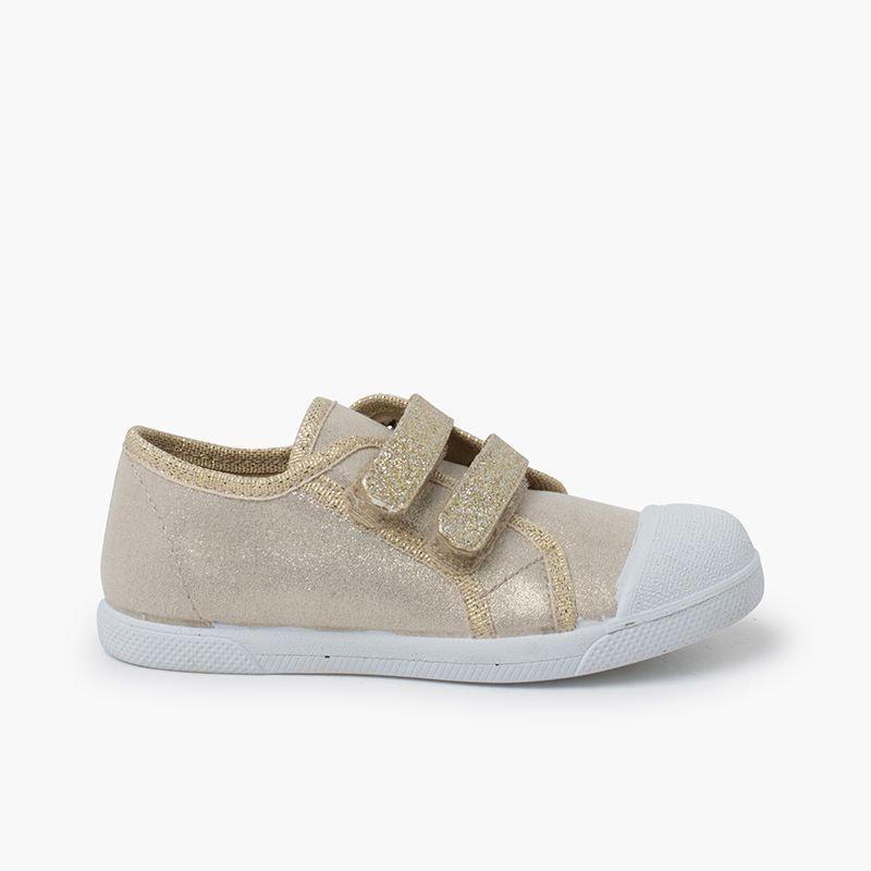 Soft glittery trainers double hook-and-loop strap