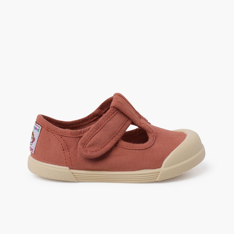 Barefoot canvas T-bar shoes