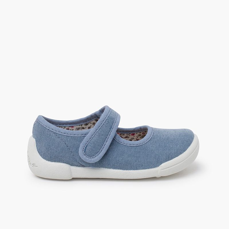 Barefoot mary janes hook-and-loop strap white sole