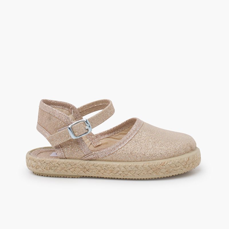 Shiny espadrilles with buckle