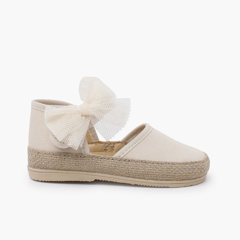 Baby espadrilles thin sole tulle bow