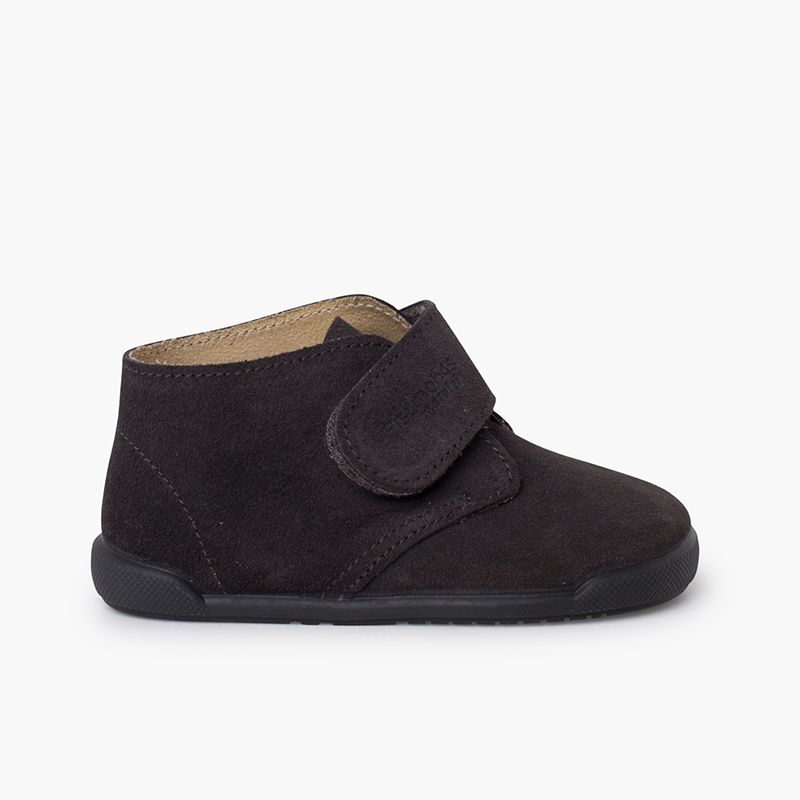 Barefoot suede boots hook-and-loop closure