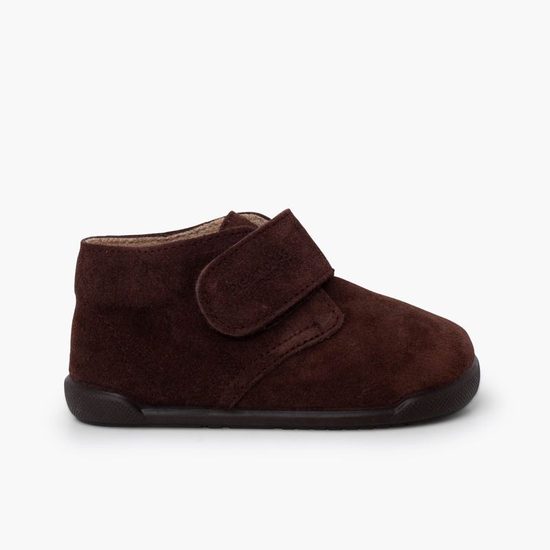 Barefoot suede boots hook-and-loop closure