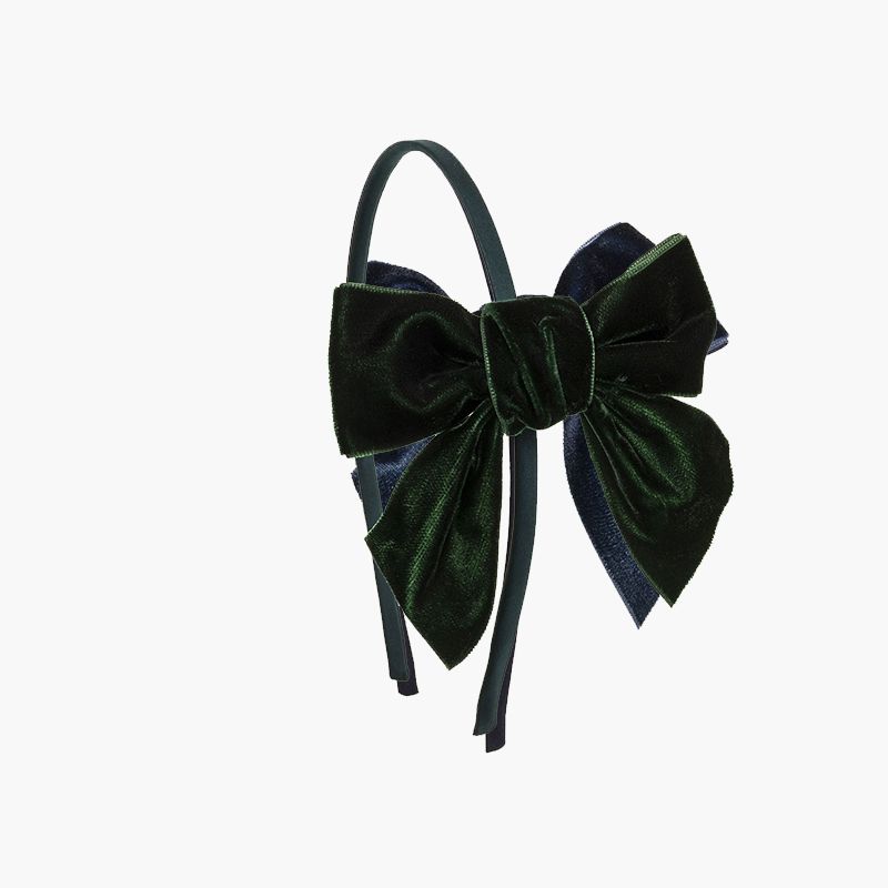 Satin headband with velvet bow