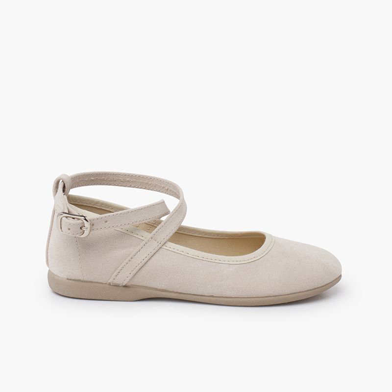Mary janes suede-effect cross-strap and buckle