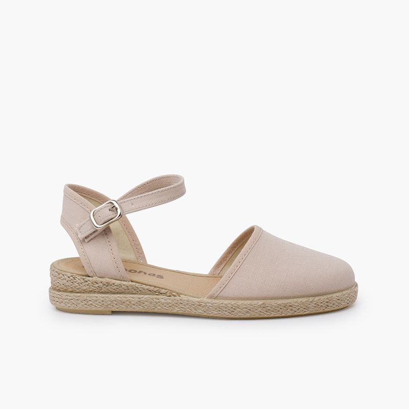 Fine linen wedge espadrilles