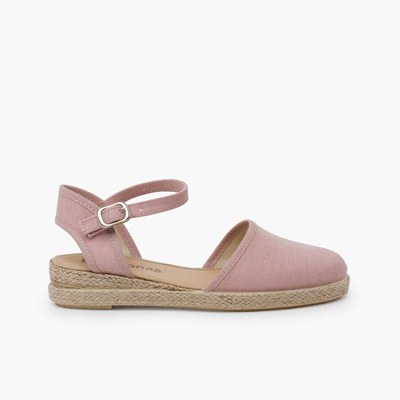 Fine linen wedge espadrilles