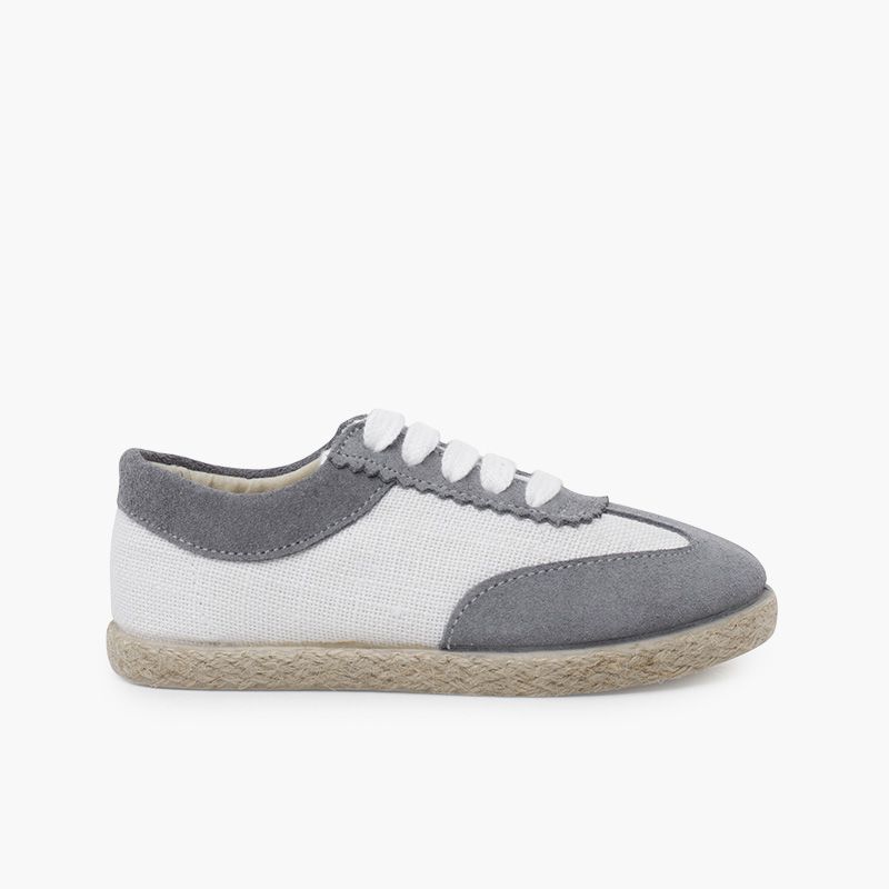 Combined linen and suede trainers
