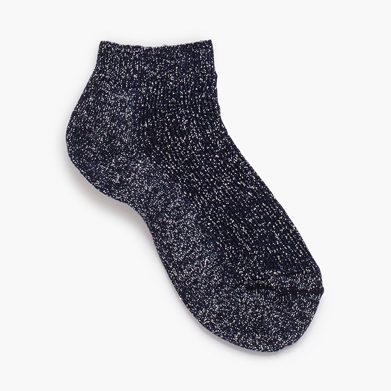 Ribbed Ankle Socks Metallic Thread