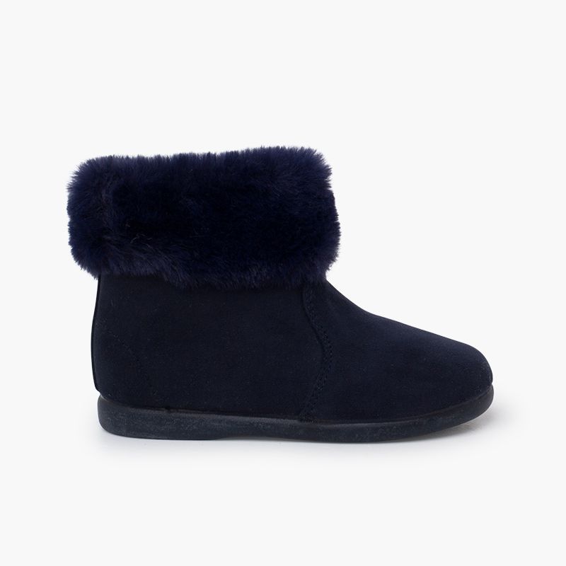 Girls' boots fur collar thin sole