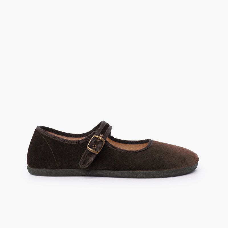 Women’s Velvet Barefoot Mary Janes Buckle