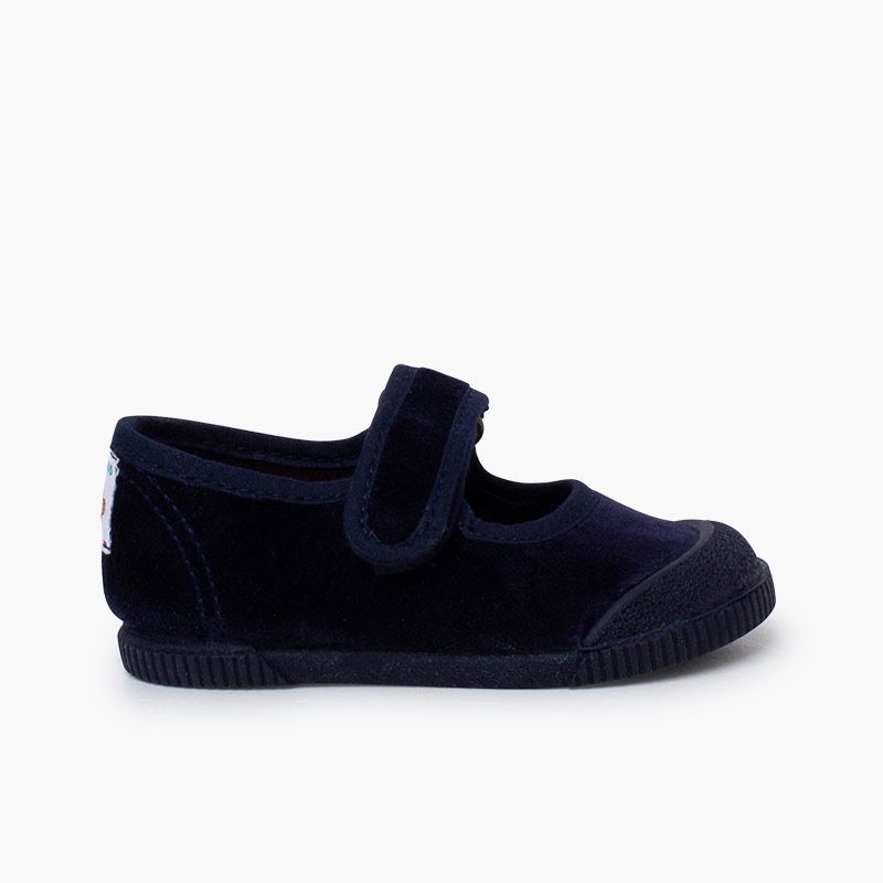 Barefoot velvet mary janes rubber toe