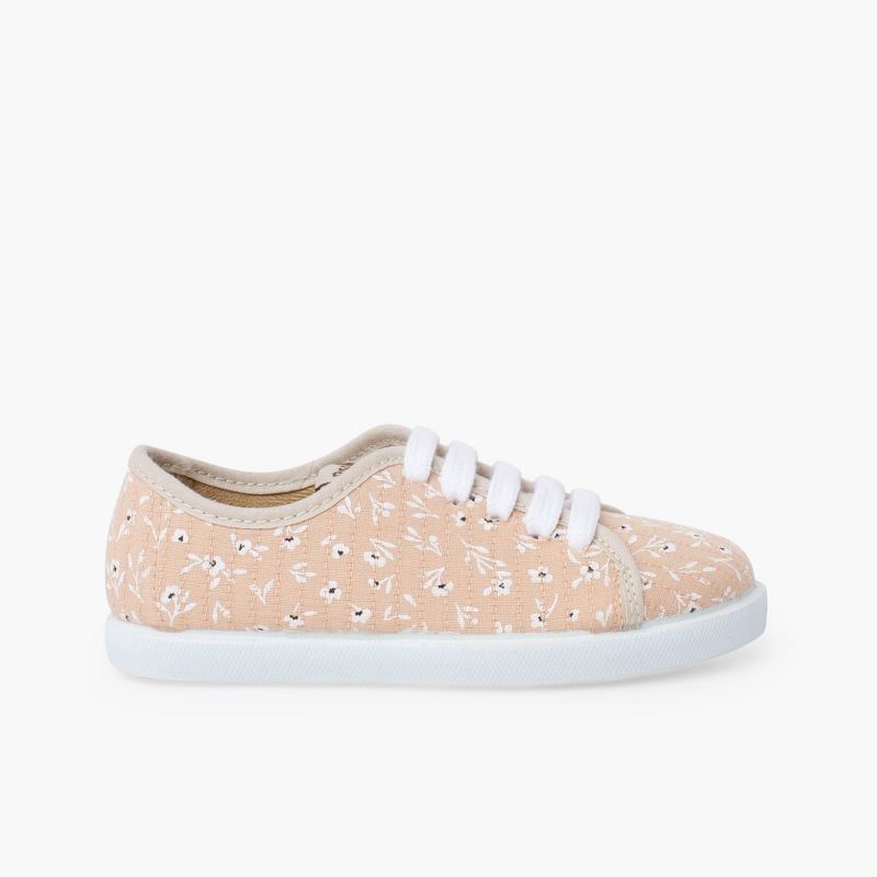 Girls’ lace-up trainers flowers