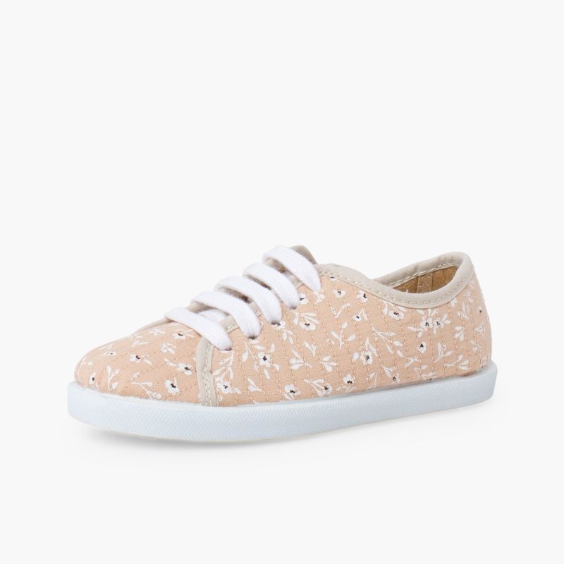 Girls’ lace-up trainers flowers