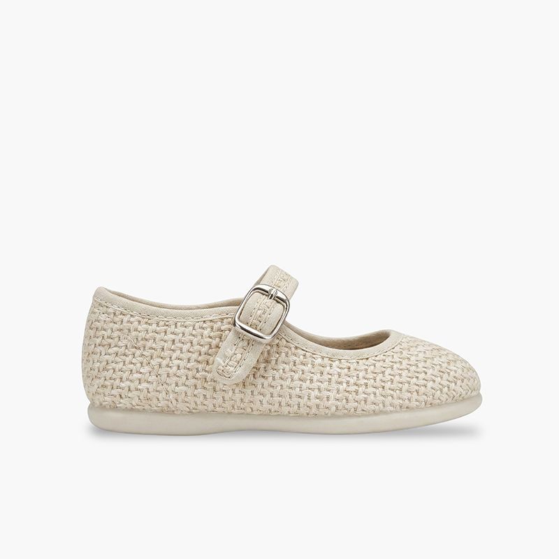 Girls’ ceremony Mary Janes rustic woven texture
