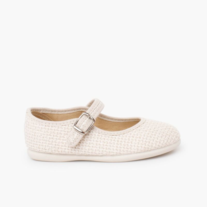 Girls’ ceremony Mary Janes rustic woven texture