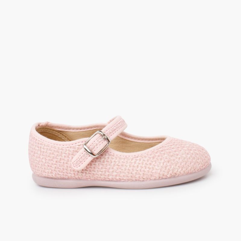 Girls’ ceremony Mary Janes rustic woven texture