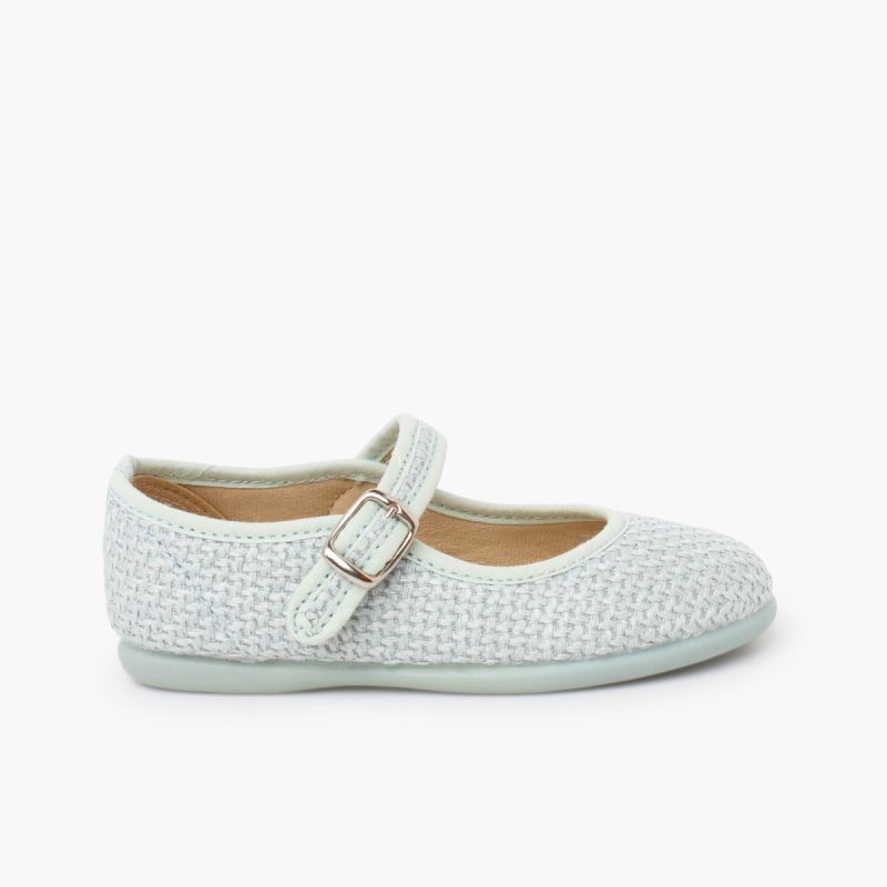 Girls’ ceremony Mary Janes rustic woven texture