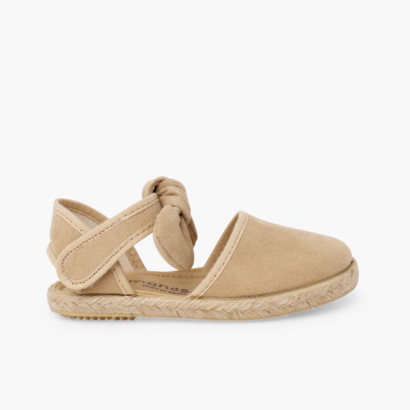 Girls’ espadrilles bow suede-effect