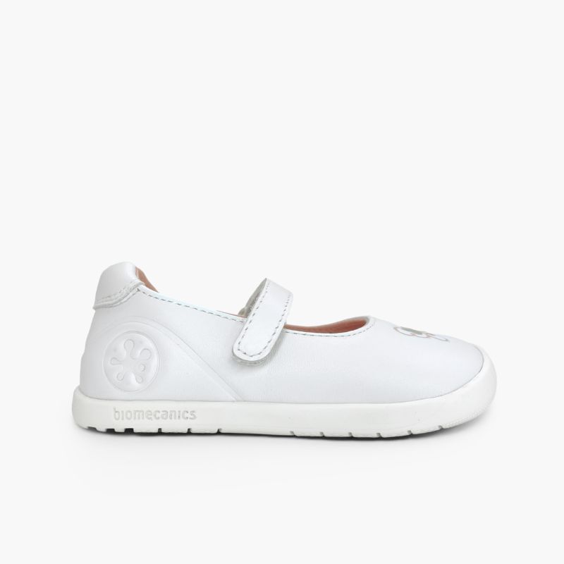 Barefoot leather mary janes butterfly