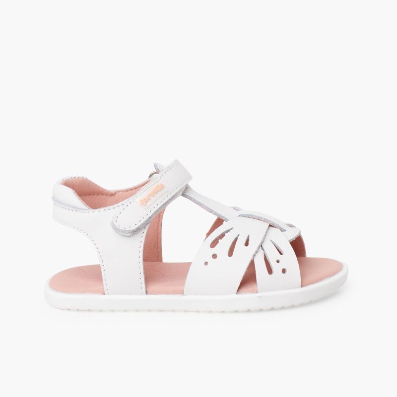 Girls’ butterfly leather barefoot sandals