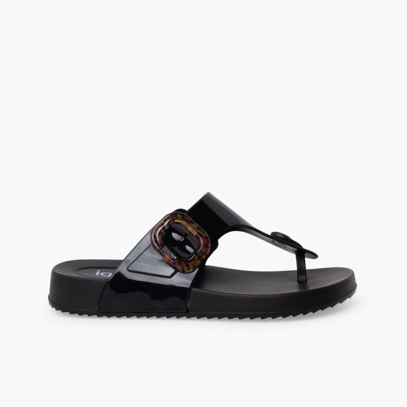 Extra light shiny toe-post sandals women