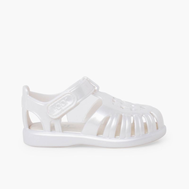 Jelly sandals hook-and-loop fastening Tobby pearl