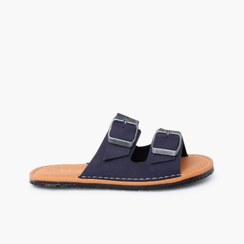 Barefoot double buckle nubuck sandals