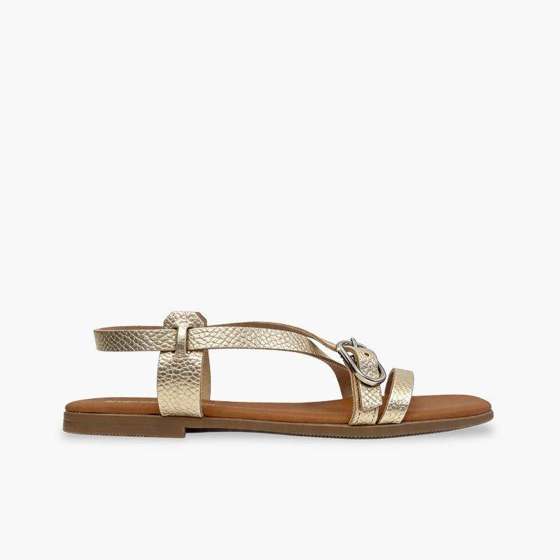 Strap sandals oval buckle
