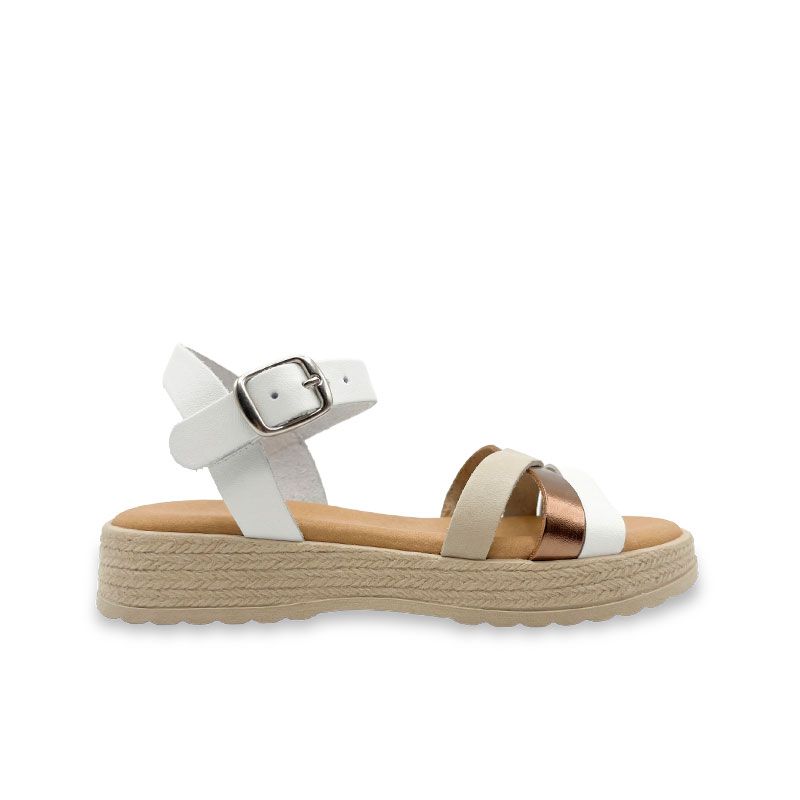 Girls’ strap sandals buckle and braided sole
