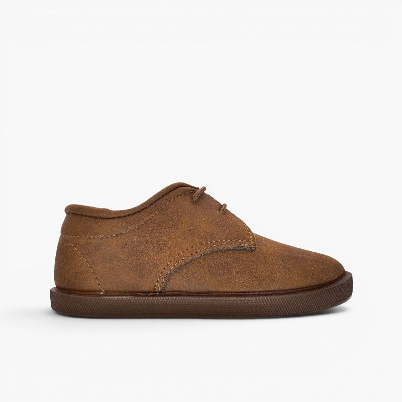 Barefoot leather-effect blucher fine laces padded collar
